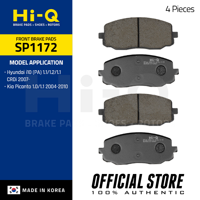 HiQ Front Brake Pads for Hyundai i10 20072013, Kia Picanto 20042010