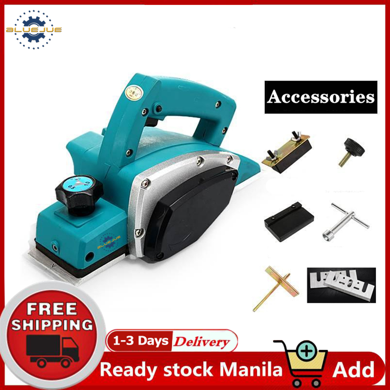 BLUEJUE220V 800W Powerful Electric Wood Planer Door Plane Hand Held
