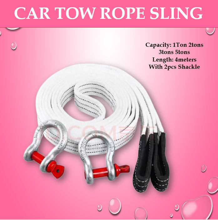 Car Tow Rope Sling 1T 2T 3T 5T 4M with Shackle Emergency Recovery Car