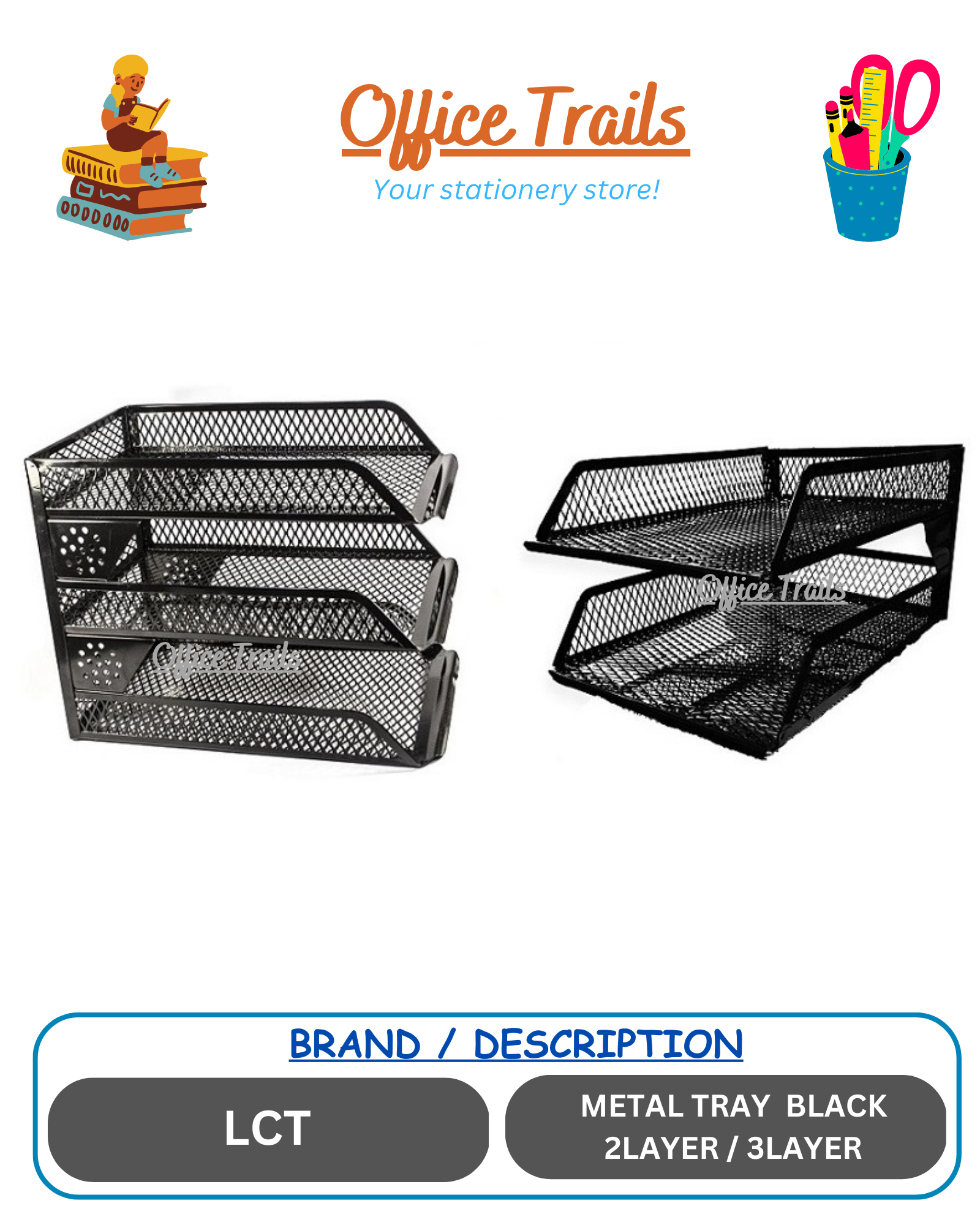 Document File Metal Tray Desk Organizer 3Layer Metal Tray 2 Layer Metal