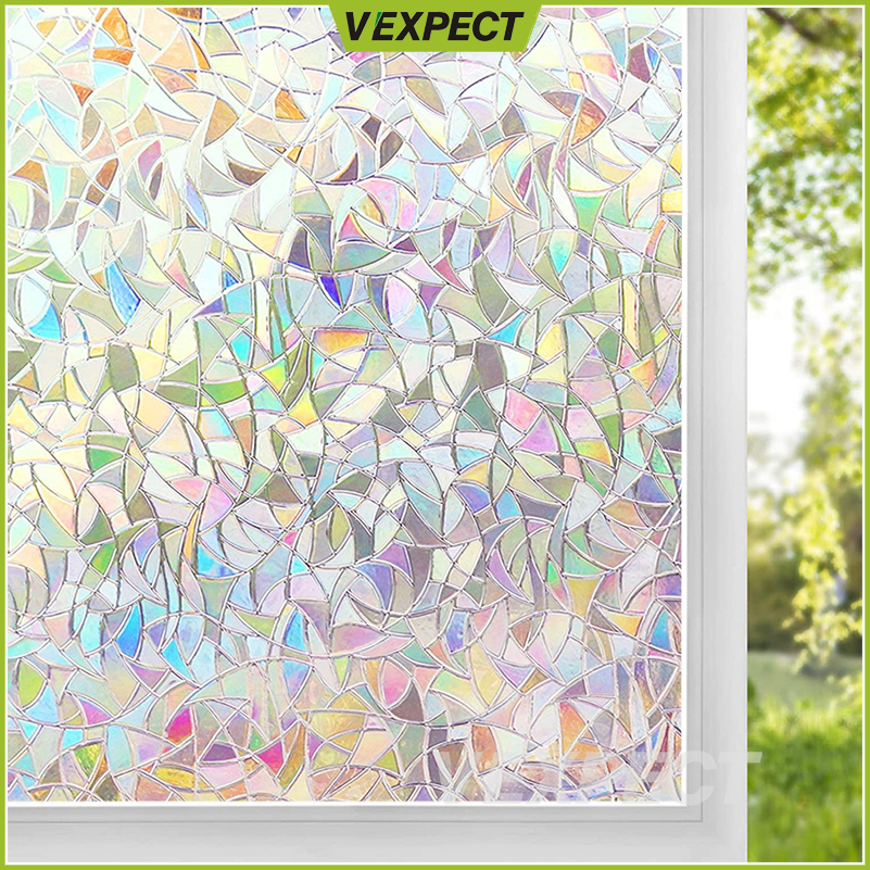 Window Film Sticker 3D Rainbow Window Sticker Removable NonAdhesive