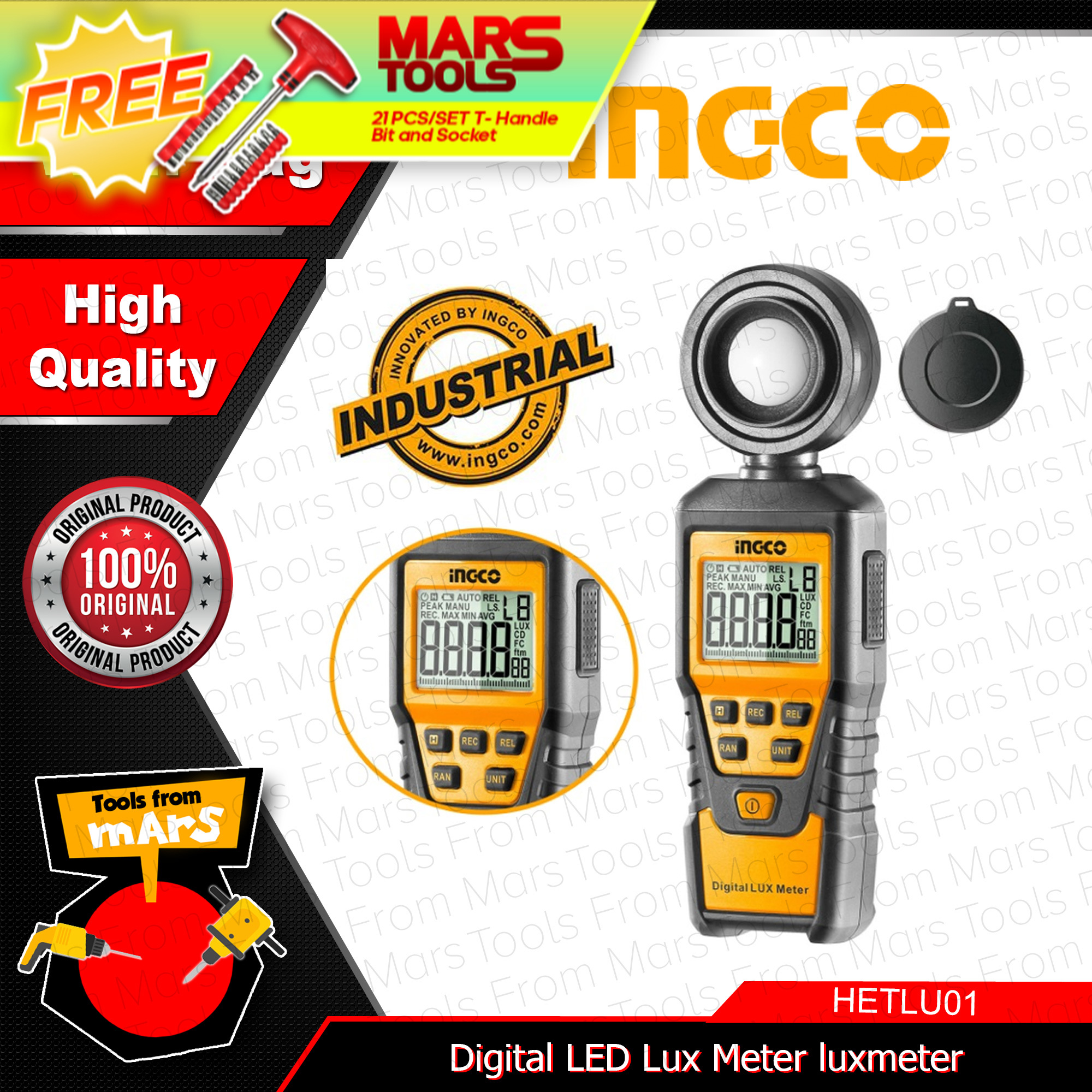 INGCO Digital LED Lux Meter Luxmeter HETLU01 •TOOLS FROM MARS• IPT Lazada PH