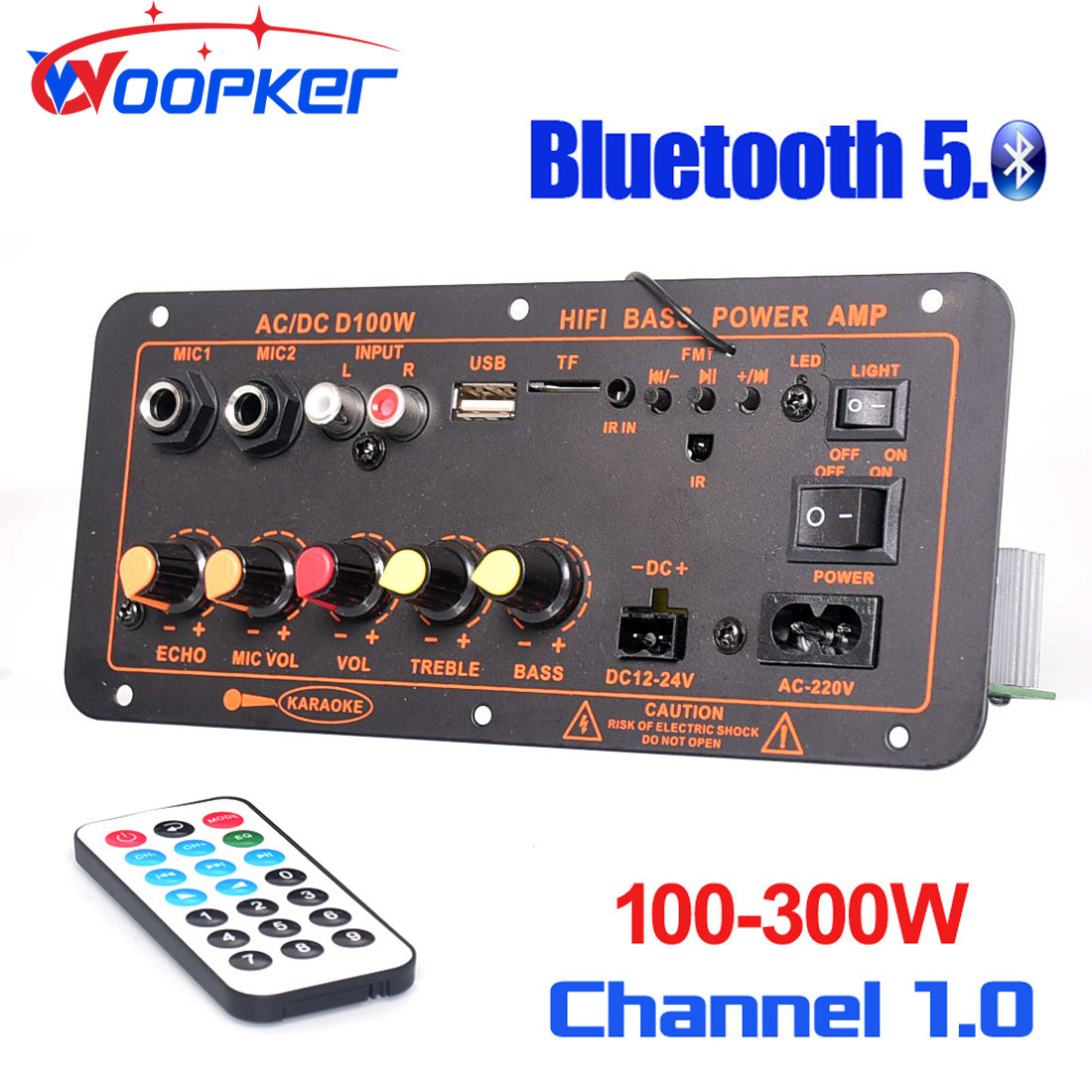 Woopker Bluetooth Amplifier Board D100W Max 300W 220V12V24V Digital AMP