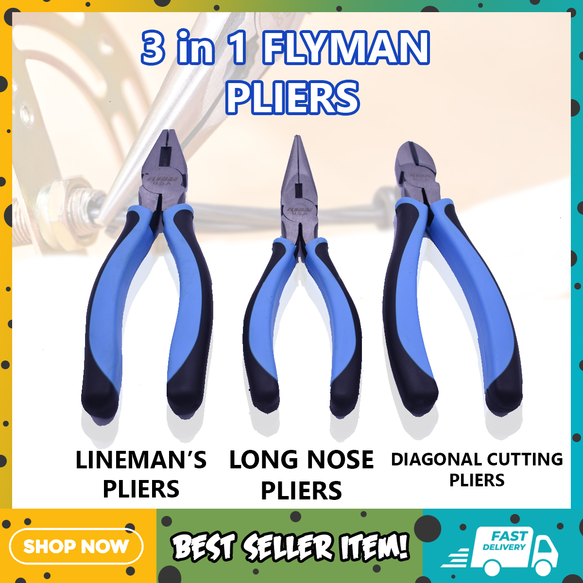 Lavish Choice 3 in 1 Heavy Duty 8'' Flyman Pliers Cutting Pliers Long