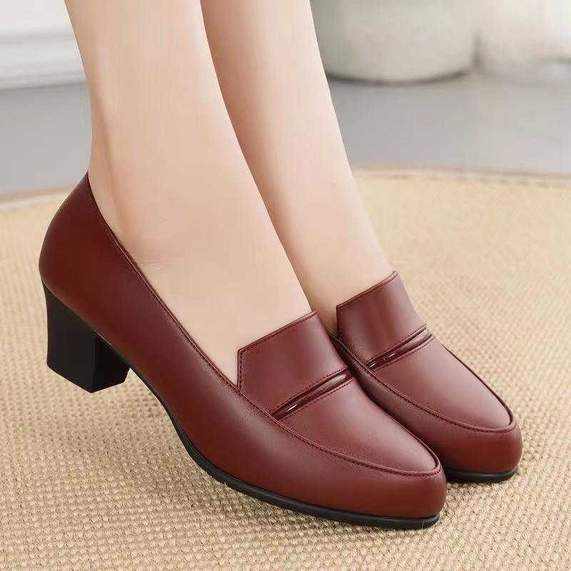 School shoes with heels Close Shoes Soft leather black Lazada PH