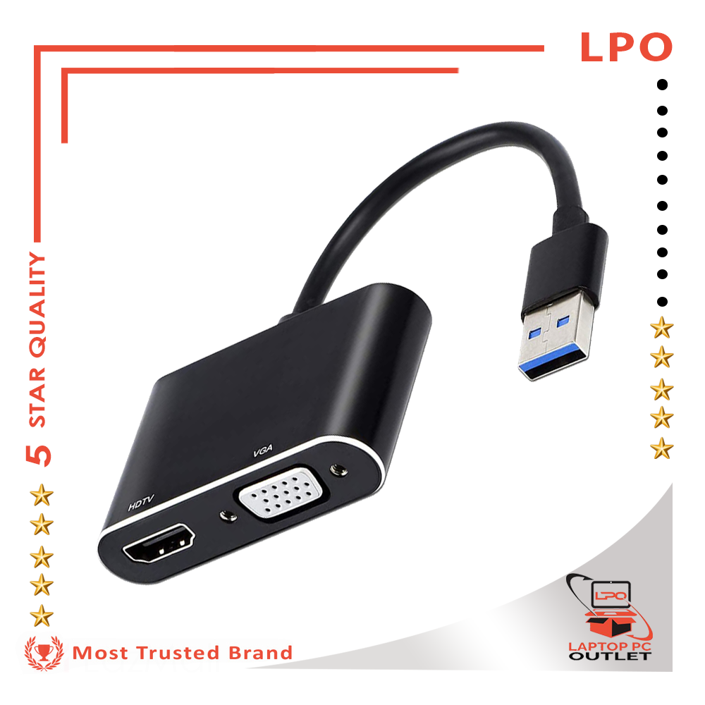 [LPO] Video Adapter USB to HDMI + VGA Adapter USB 3.0 to HDMI Converter