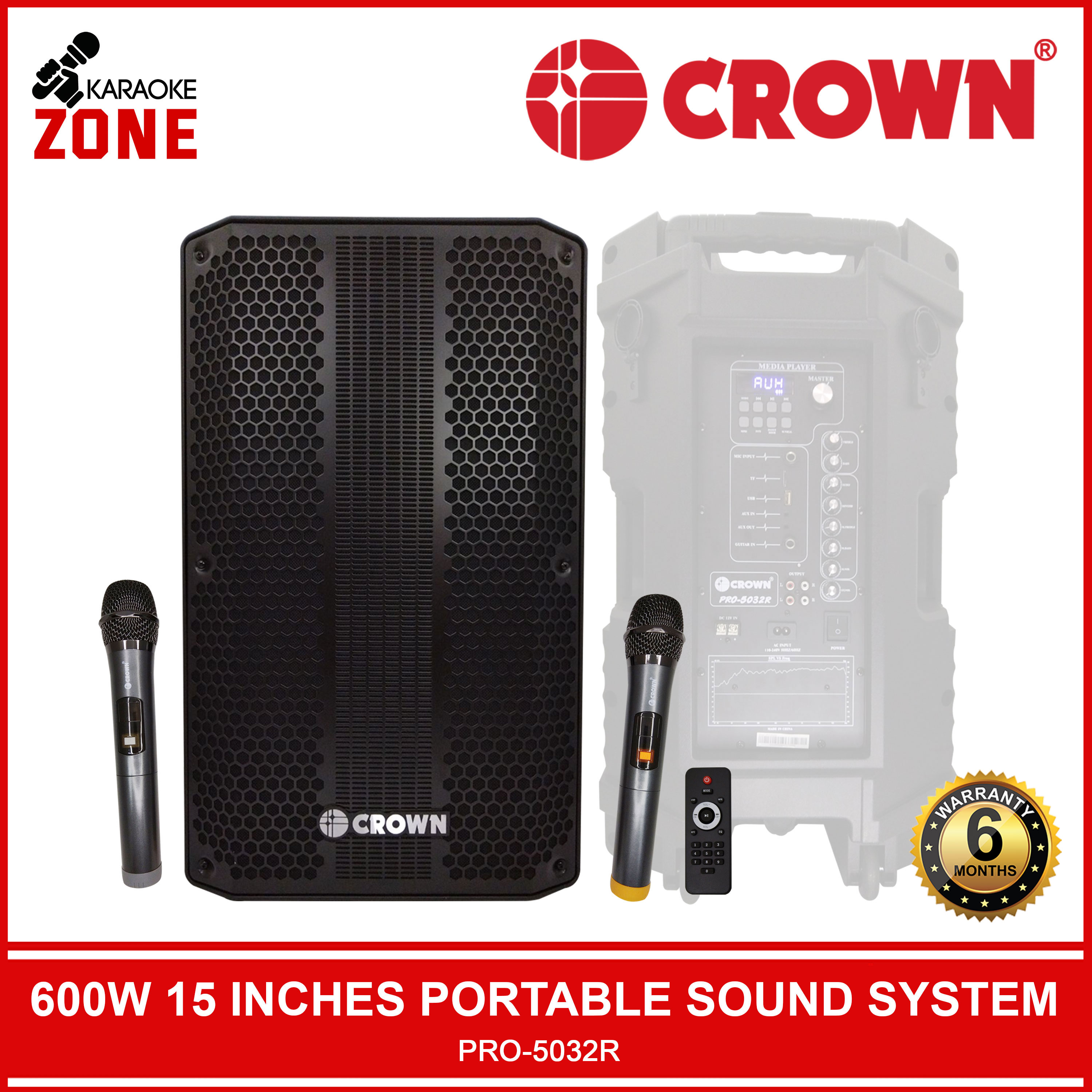 Crown Pro 5032R / Portable Speaker / Karaoke Speaker / Bluetooth ...