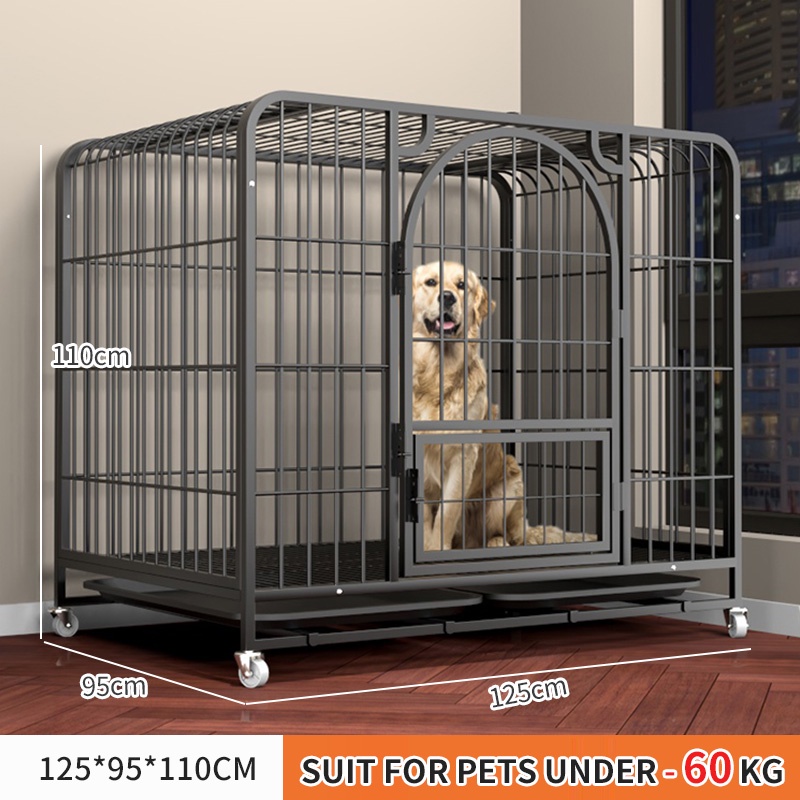Square Tube Pet Cage Large Metal Dog Cage Stainless Steel Large Free Space Dog Cage With 4