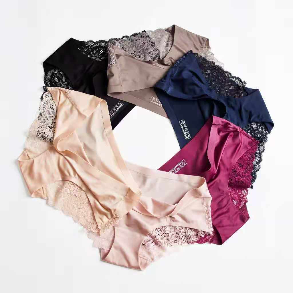 1PCS Women's Lace Ice Silk Panties Seamless Briefs Underwear