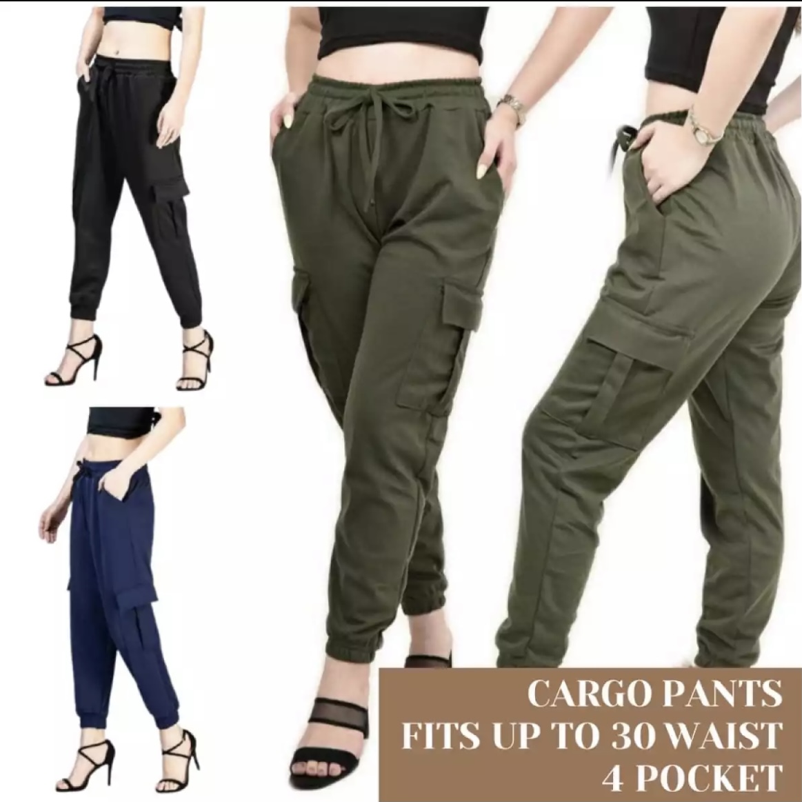 Buy Chic Wide Leg Style 4-Pocket Cargo Pants for Women - Versatile and  Trendy Bottoms (L, Black) at Amazon.in
