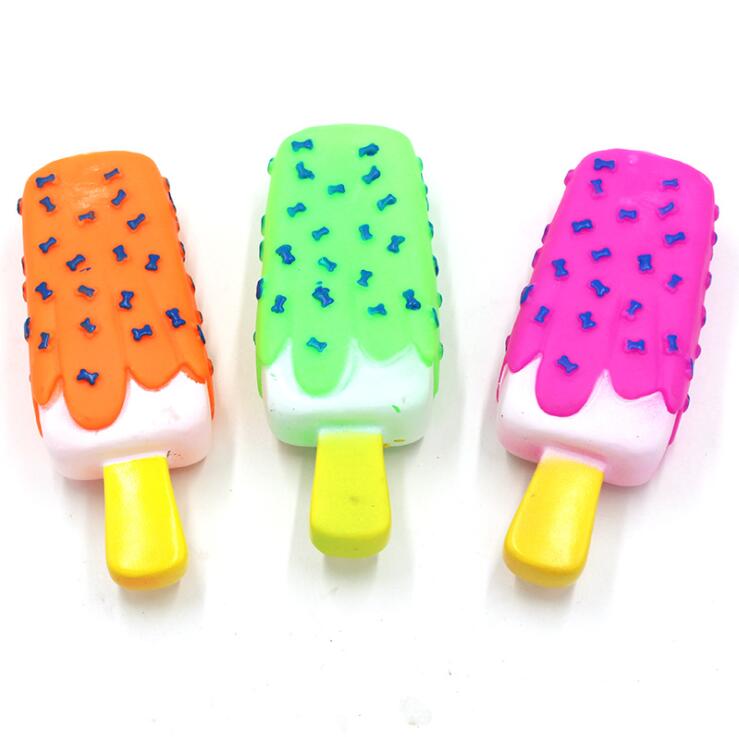 Froiny 2 Pcs Pet Dog Toy Chew Squeaky Rubber Pink Popsicle Shaped Toys for  Cat Puppy Baby Dogs Ice Cream Bite Molar Toy Funny Interactive