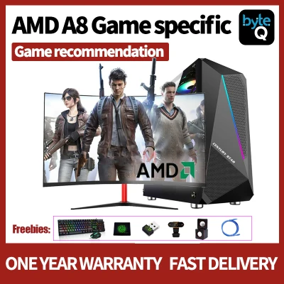 Desktop Computer Set for Gaming PC Full Set AMD Quad Core A8 7650 Up to 3.8GHZ frequency with GTX1050ti 4G Graphics card and 8G 16G Memory 120G 240G SSD 320G 500G 1TB HDD with 24inch Monitor PUBG LOL DOTA GTA gaming computer full set Office working