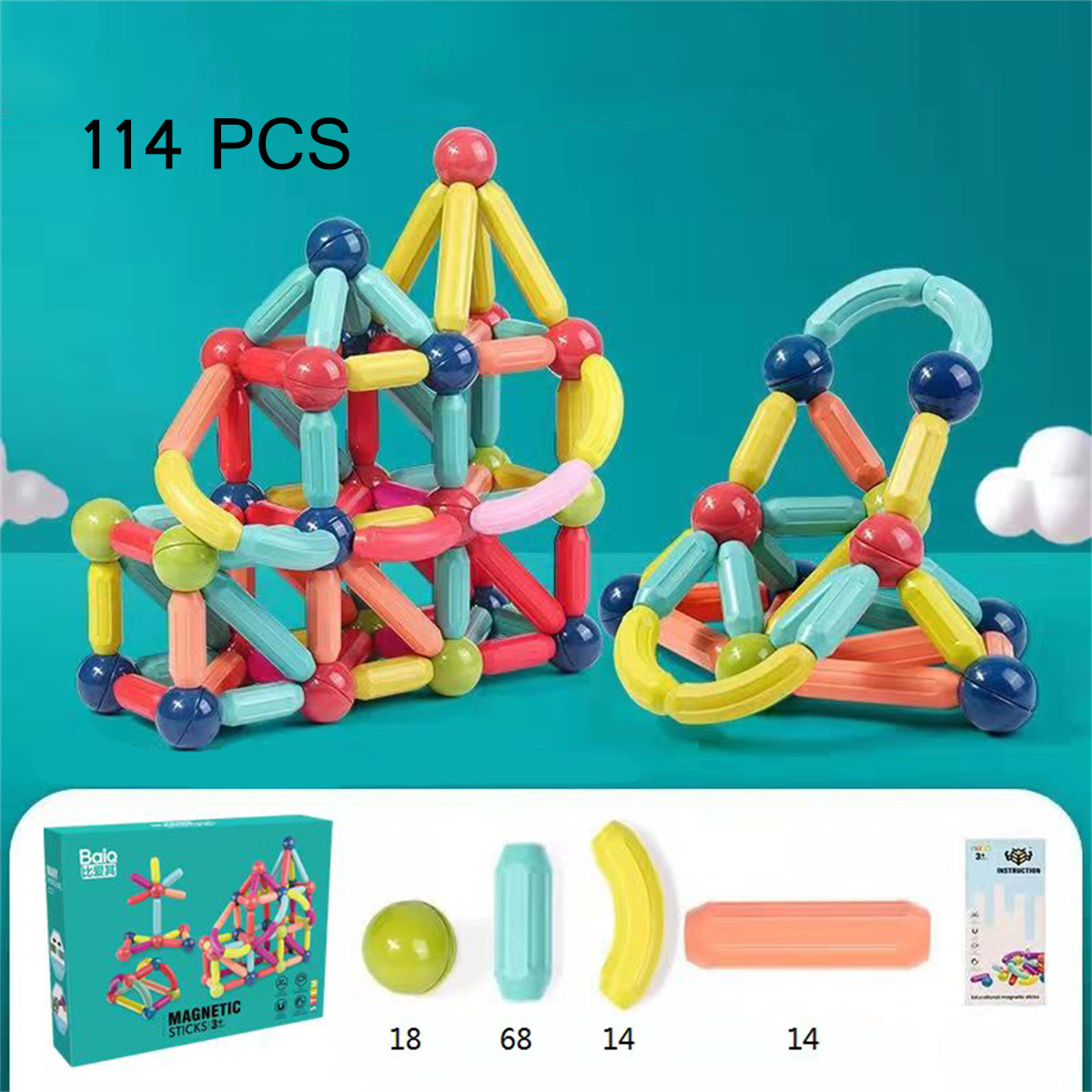 Kids Stick Balls Building Toy Blocks High Quality 3D Geometry Sensory Best Gift For