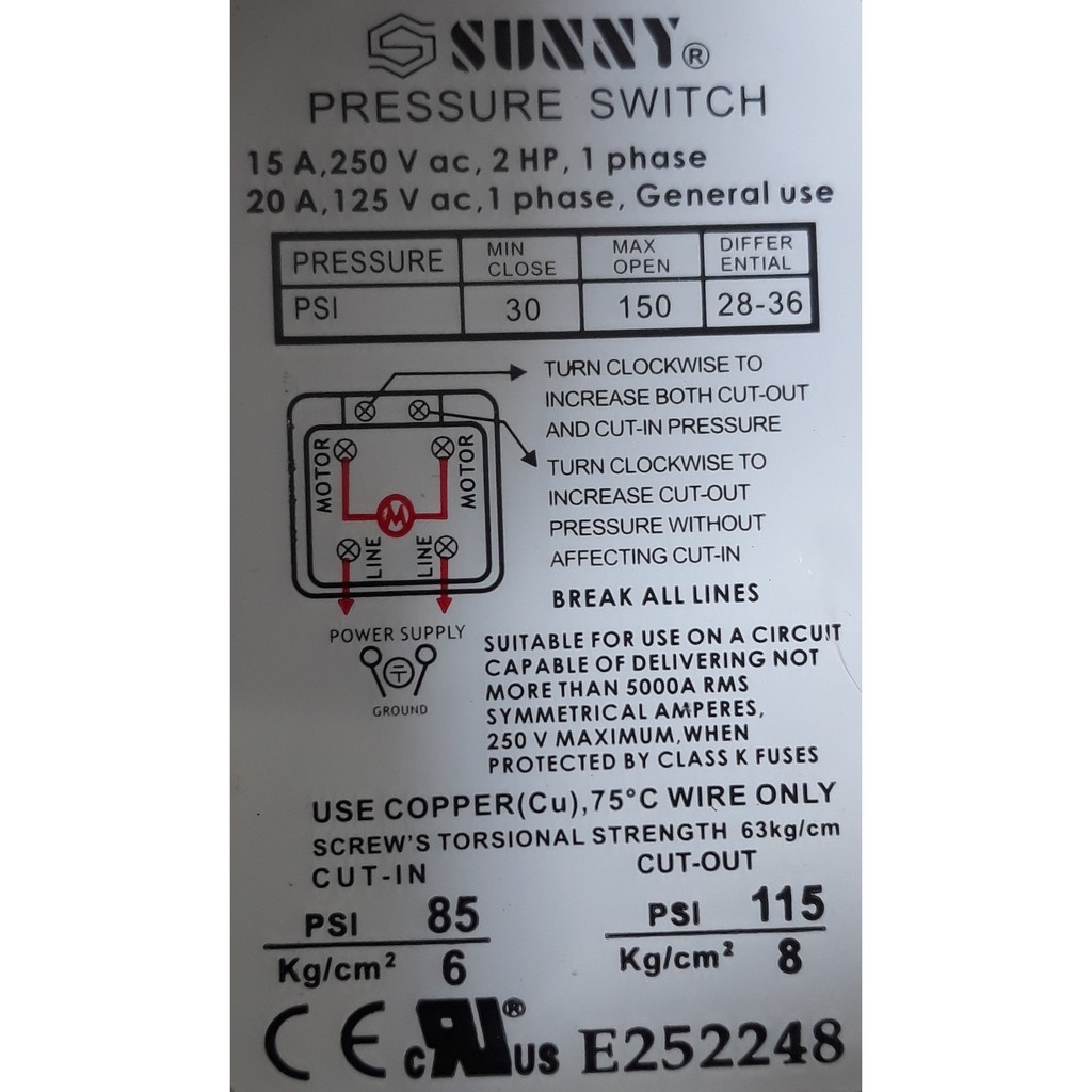 hhm.ph Sunny Pressure Switch for 1/4hp Lazada PH