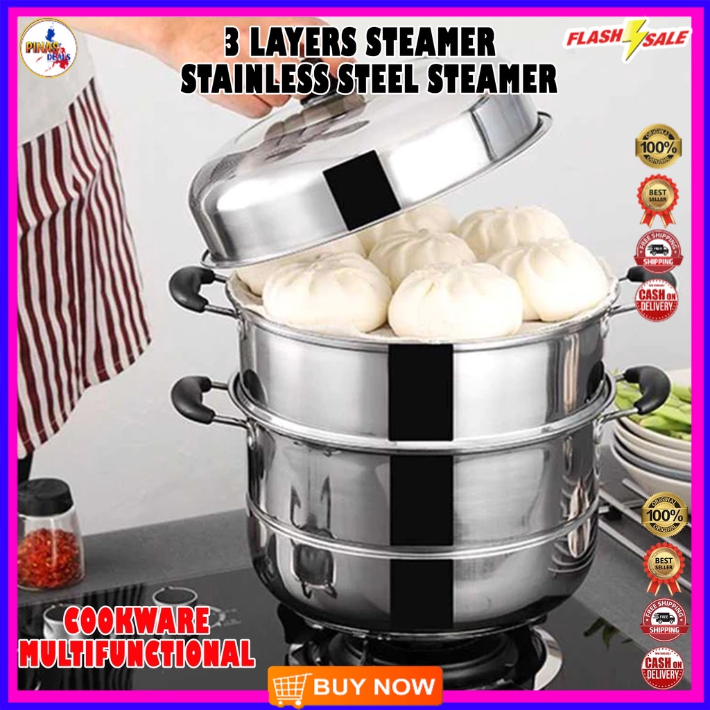 Original Puto Siomai Lutuan 3 Layer Steamer Stainless Cookware Multifunctional Pots Cooking