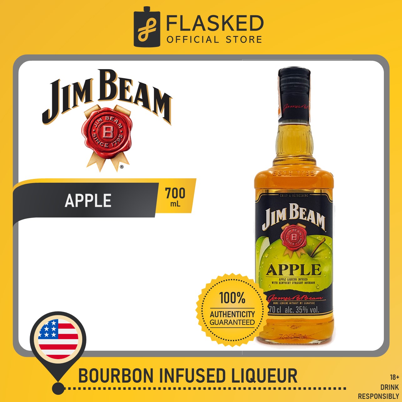 Jim Beam Apple Bourbon Whiskey 700mL Lazada PH