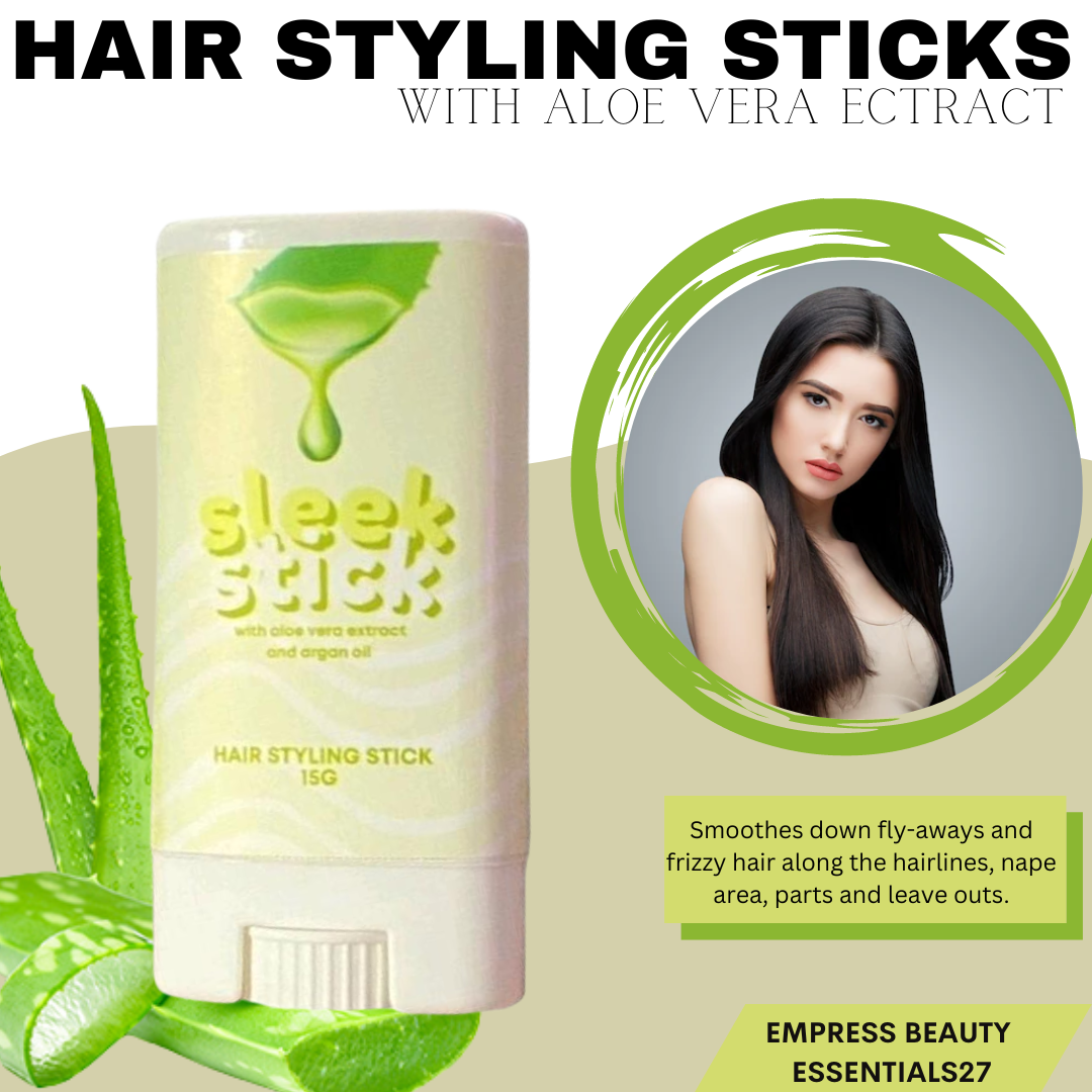 ORIGINAL SLEEK STICK HAIR STYLING STICK 15G, WITH ALOE VERA EXTRAC,T ARGAN  OIL AND SUNFLOWER OIL HAIR STYLING WAX NON GREASY STYLING WAX FOR FLY AWAY  EDGE FRIZZ HAIR BABY MEN AND