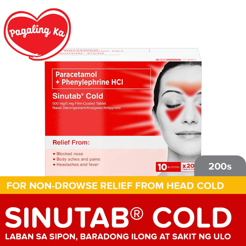 Sinutab Cold Tablets 200s Paracetamol for fever, Colds Lazada PH