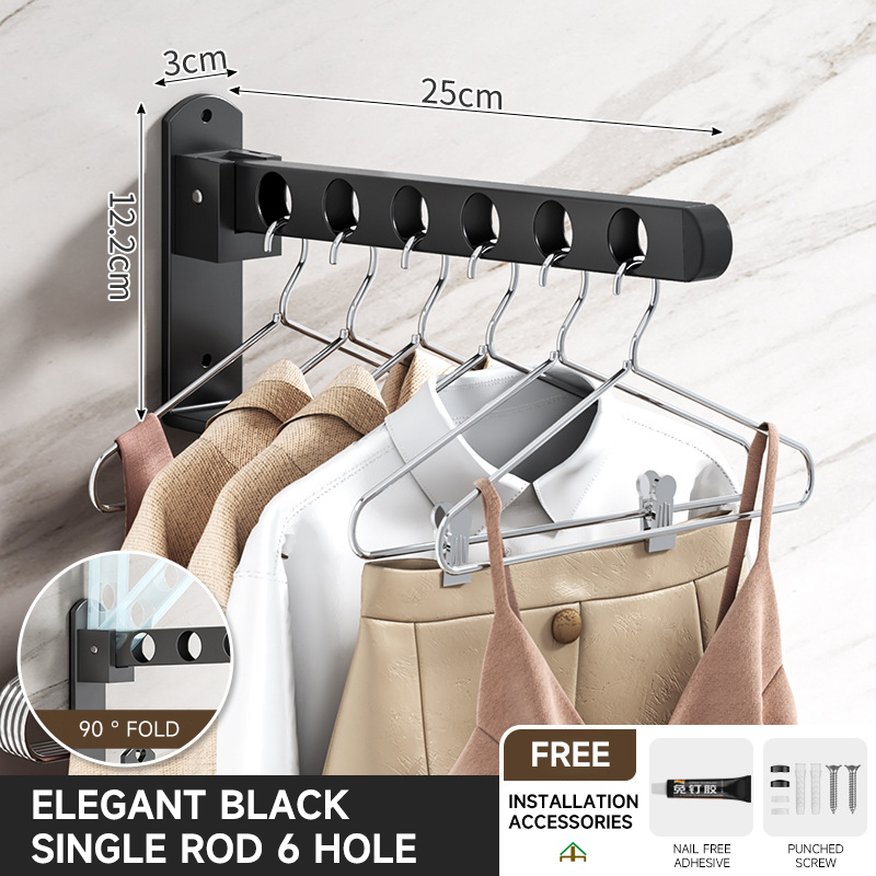 Non punching Stainless Steel Folding Wall Mount Hanger Retractable