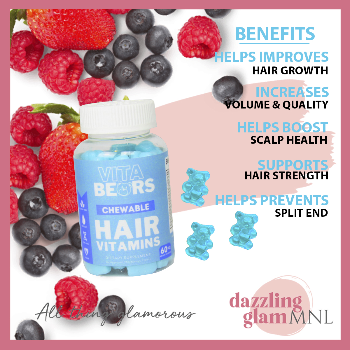 Vitabears / Hair + Nails Vitamins / Skin Vitamins / Dietary Supplement