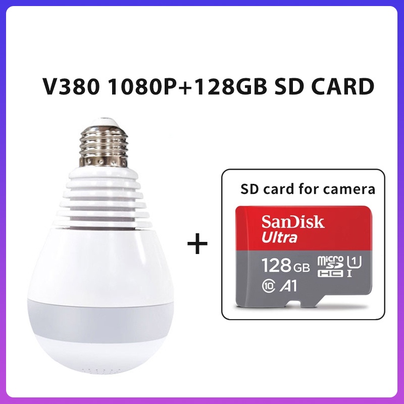 V380 IP CAM Wireless WIFI Panoramic Bulb cctv Camera 360 Degree Bulb