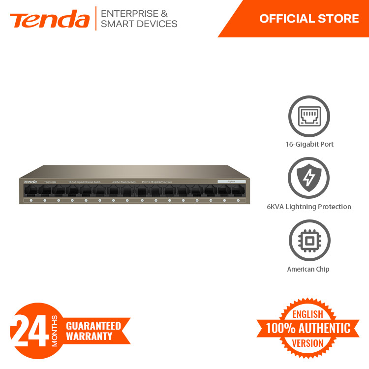 Tenda TEG1016M 16-Port Gigabit Unmanaged Ethernet Switch | 6KVA ...