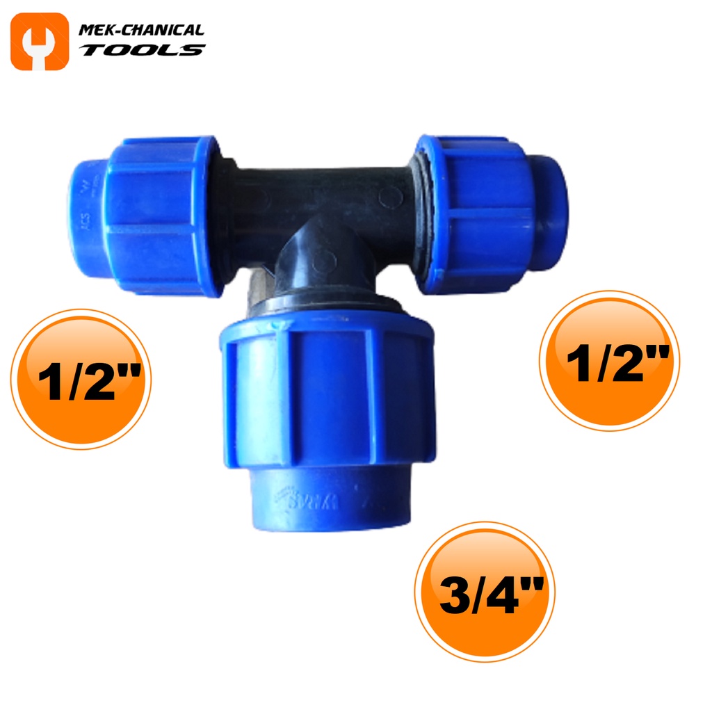 MDPE Fittings Range of Reducing Tee 1/2"x1/2"x3/4"