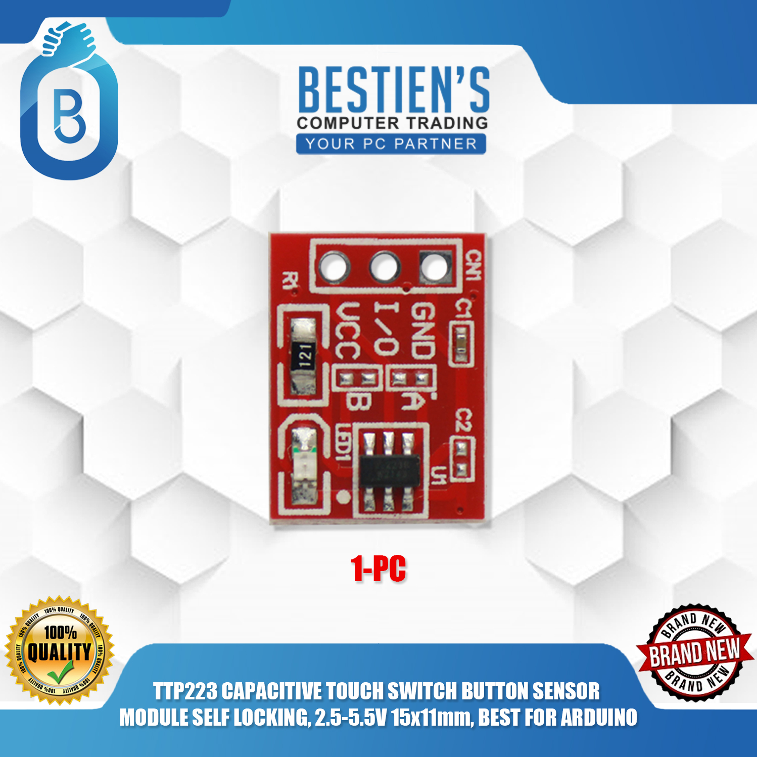 TTP223 CAPACITIVE TOUCH SWITCH BUTTON SENSOR MODULE SELF LOCKING, 2.5-5 ...