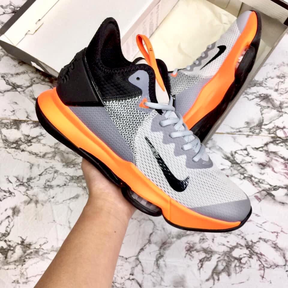 grey and orange lebrons