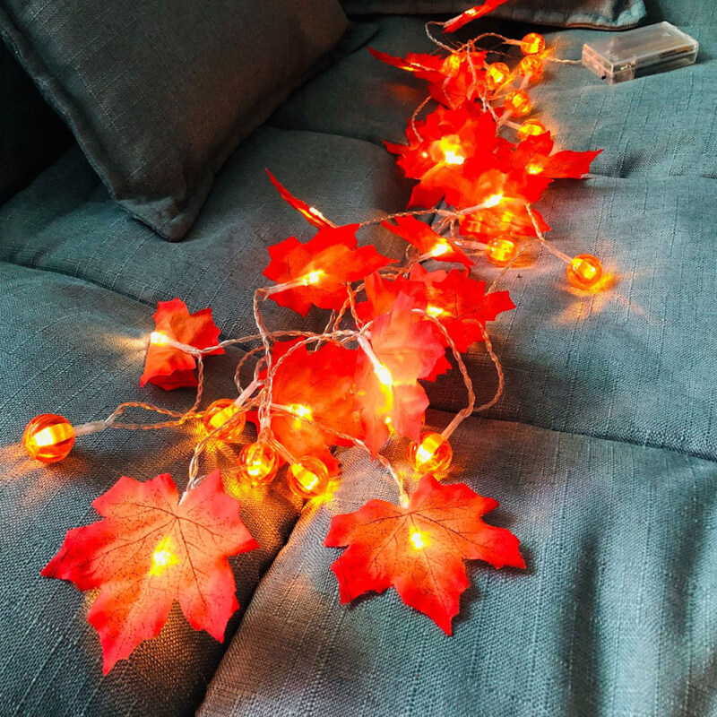 LED Pumpkin Maple Leaf String Light Christmas Festival Fairy Lights