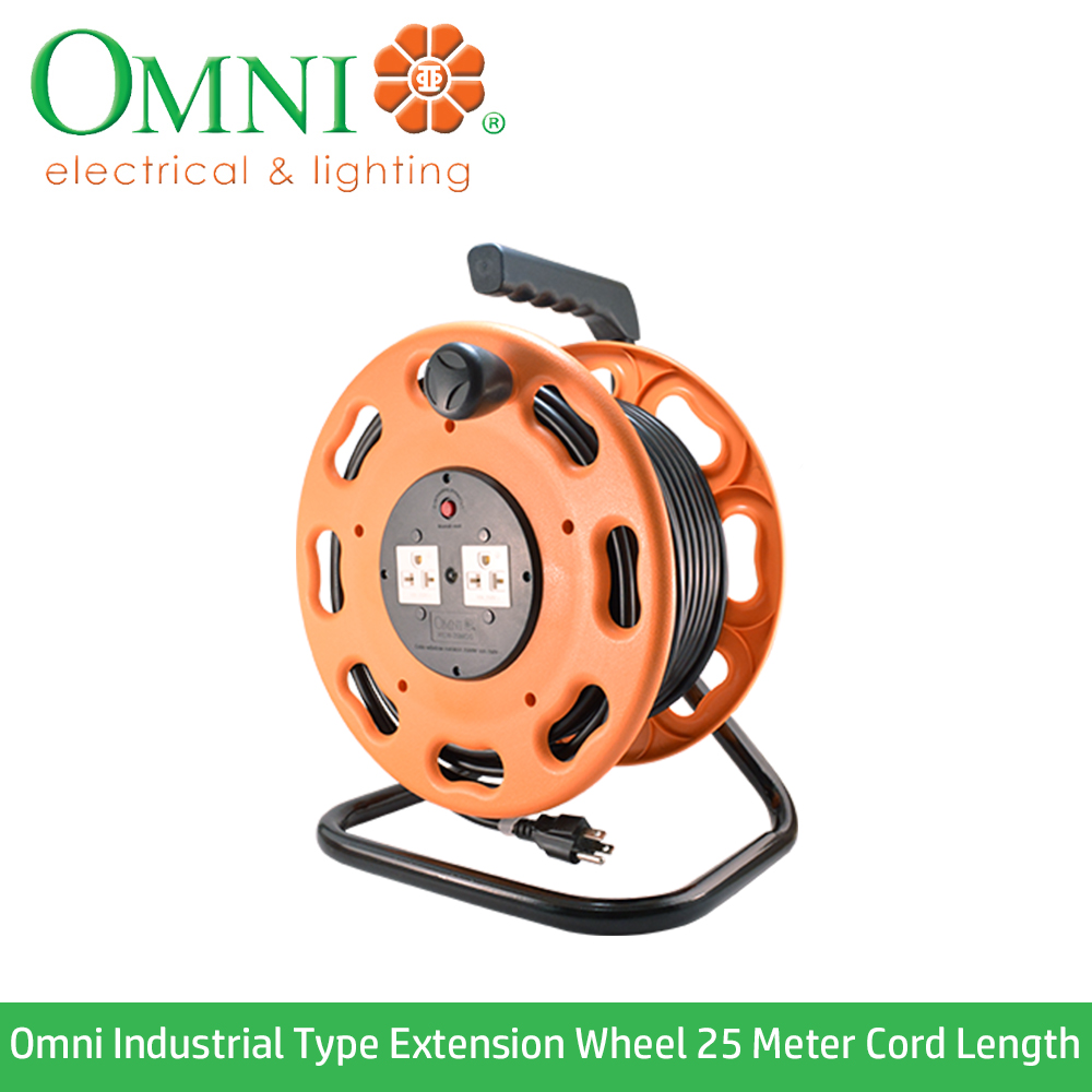 Omni Industrial Type Extension Wheel 25 Meter Cord Length 2,500W 10A