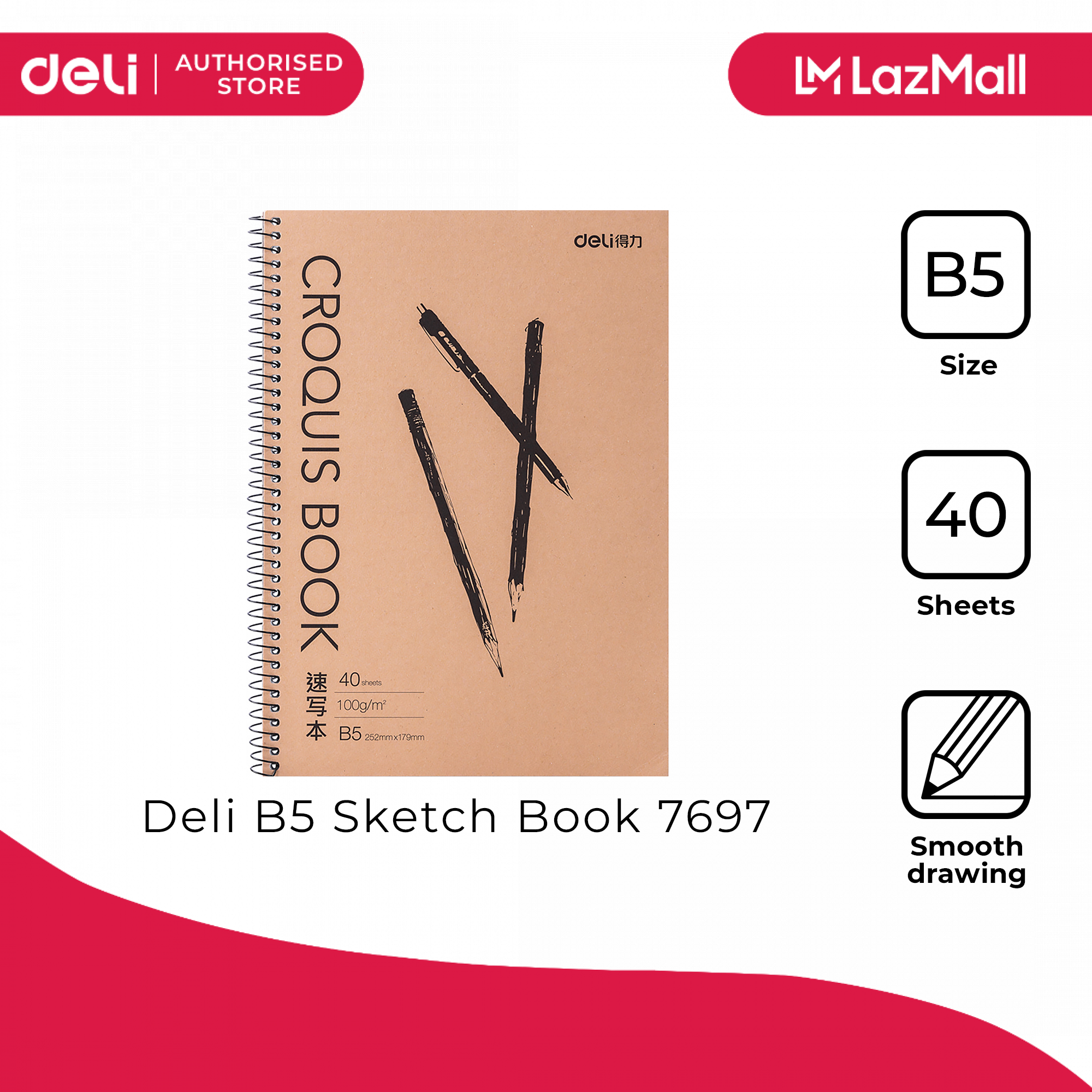 Deli B5 Sketch Book 7697 [797697] Lazada PH