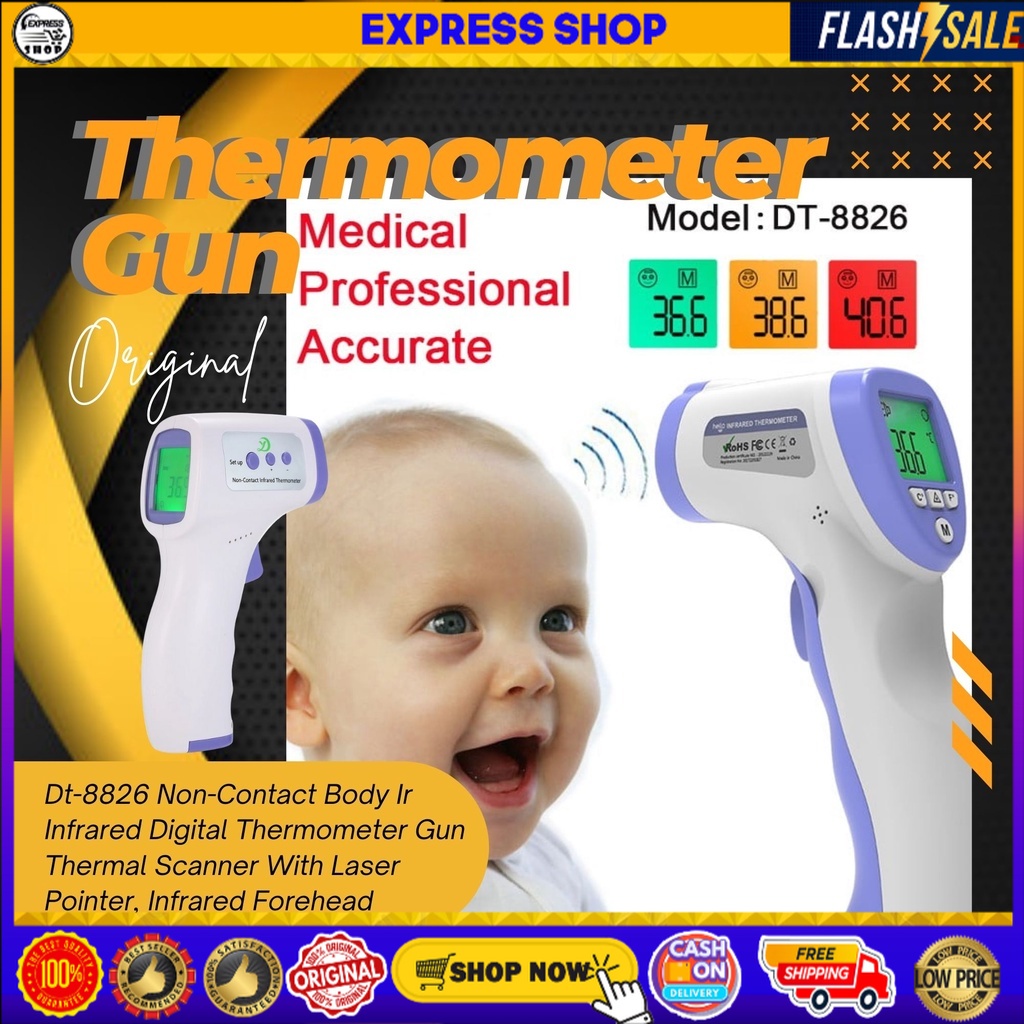 Original Dt8826 NonContact Body Ir Infrared Digital Thermometer Gun