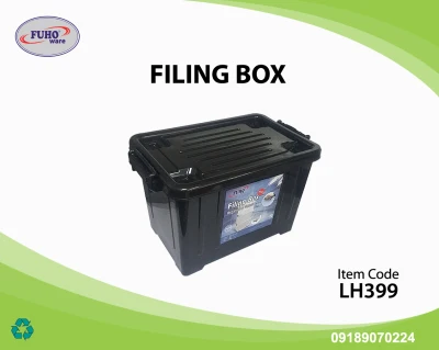 Plastic Storage filing box with wheels 30L - Plastic File Storage Box, Office Organizer (fit for Long Envelope) - Black