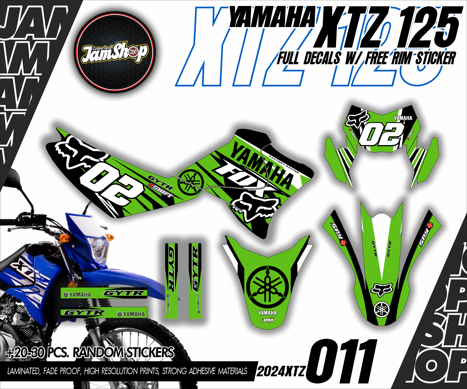 Yamaha XTZ 125 Full Decals w/ Free Rim Sticker Limited Edition