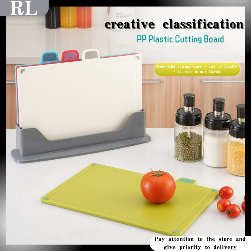 5in1 Index Chopping Board Set with Storage Case Color Coded Anti Slip