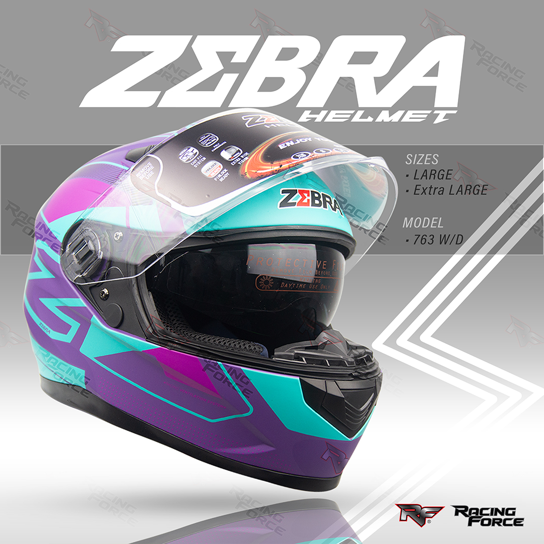 RF ZEBRA HELMET 763 PLAIN HELMET/WD HELMET/MOTORCYCLE HELMET/XL/LARGE