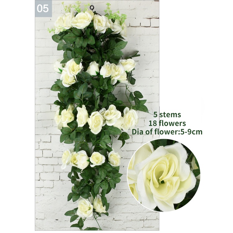 Artificial Fake Rose Vines Flowers Hanging Silk Rose Vine For Home ...