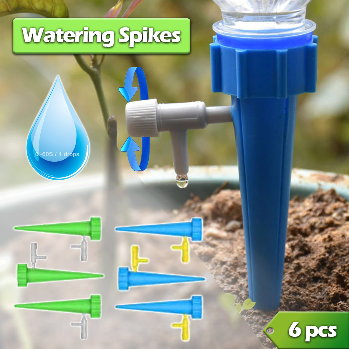 Auto Watering Plants Pot 6pcs Plant Irrigation Drip Spikes Self ...