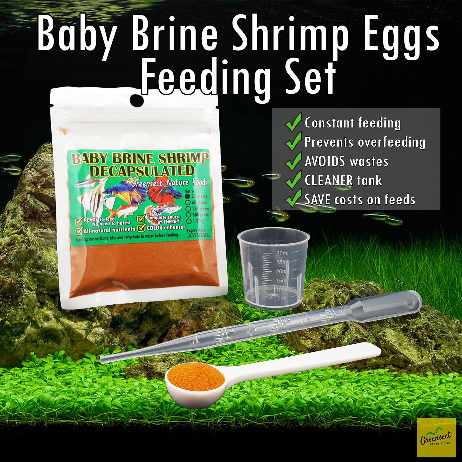 BABY BRINE SHRIMP EGGS Feeding Set BBS Artemia Cysts for fish food