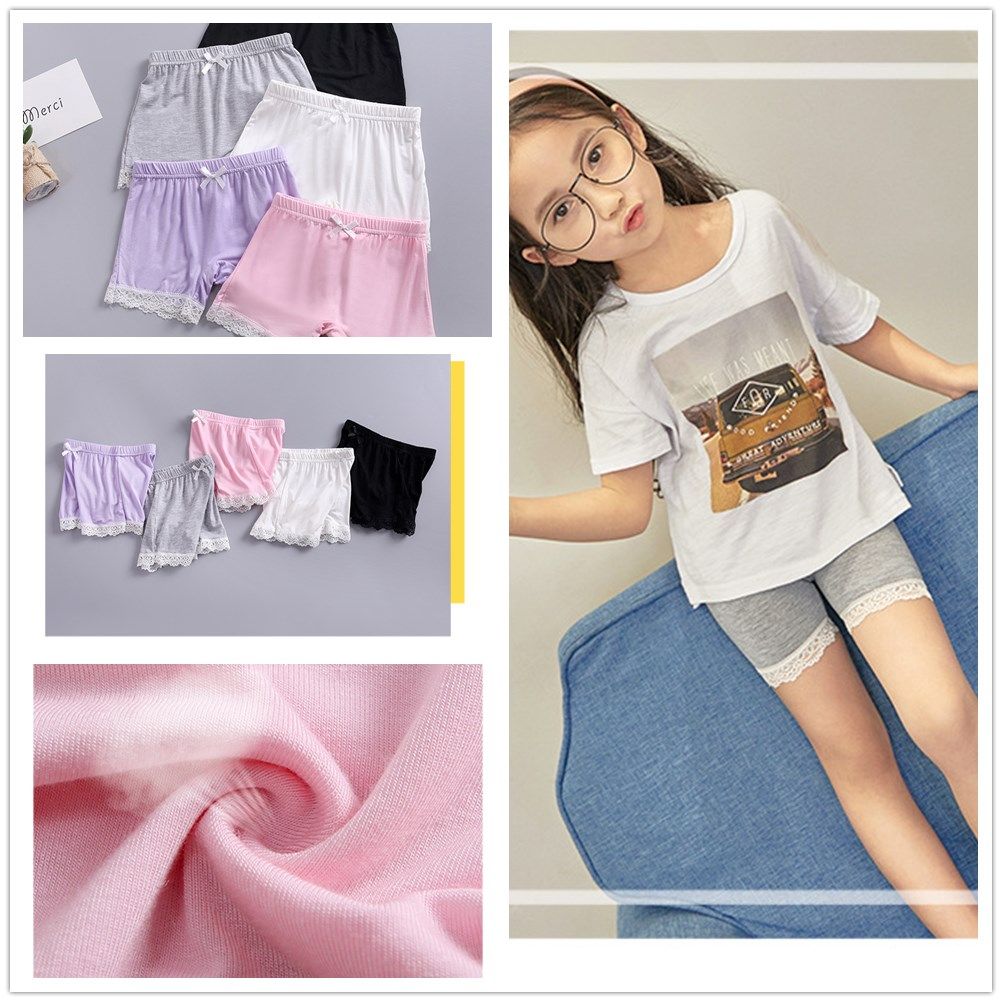 QUEZHUANG7482 Summer Gym Sports Under Dress Shorts 3-12 Years Old Safety Pants Lace Shorts Bike Shorts Girls