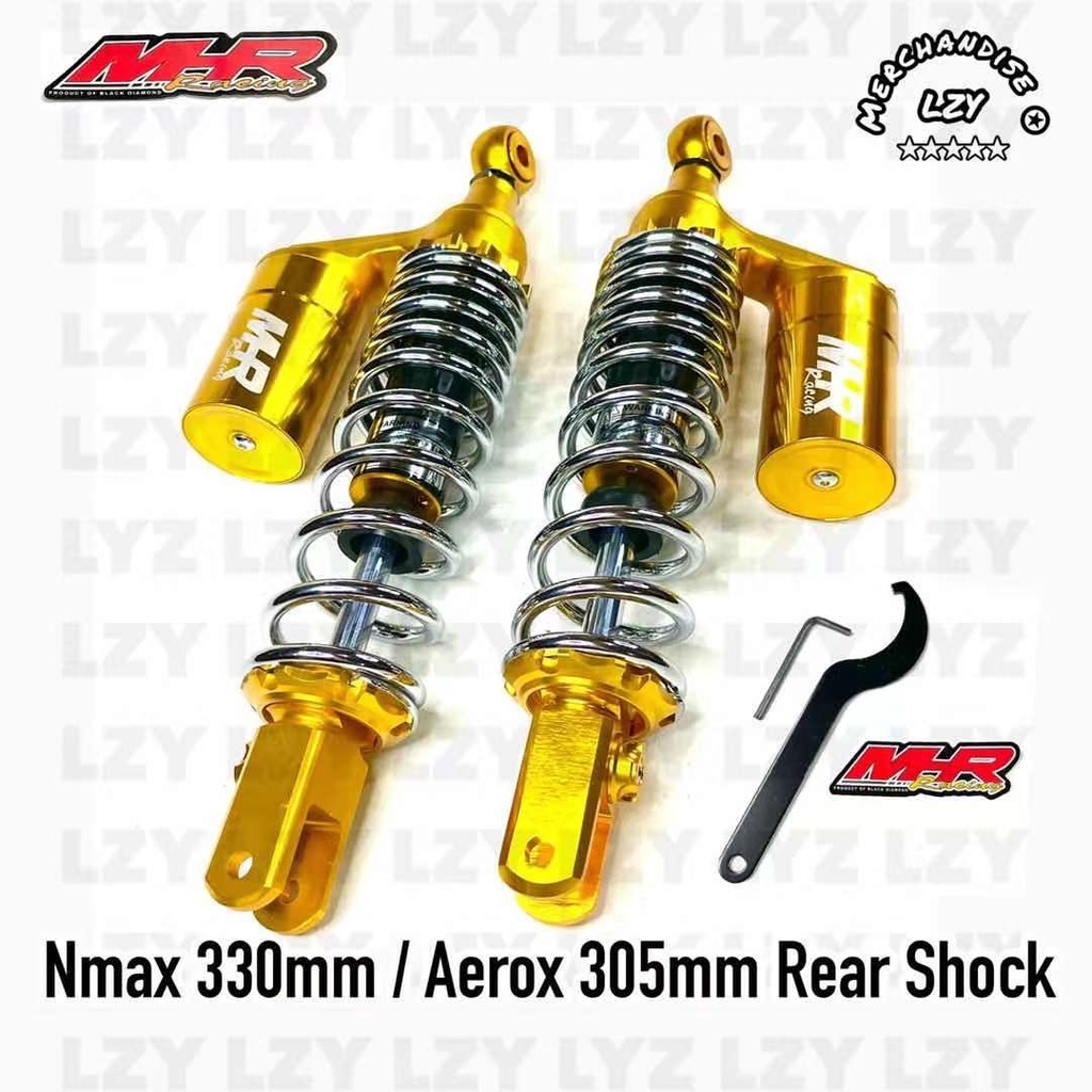 Set MHR Rear Shock Gas Absorber for Nmax 330mm / Aerox 305mm GOLD V1 V2 ...