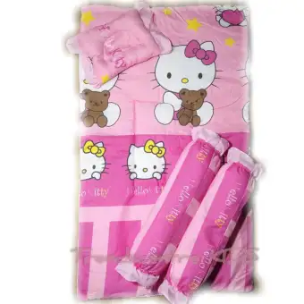 Trendscentre Kids 4 In 1 Crib Set Cute Hellokitty Stars Light Pink