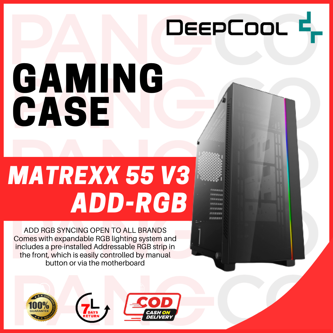 DeepCool Matrexx 55 V3 Add-RGB Tempered Glass Mid-Tower E-ATX PC Case ...