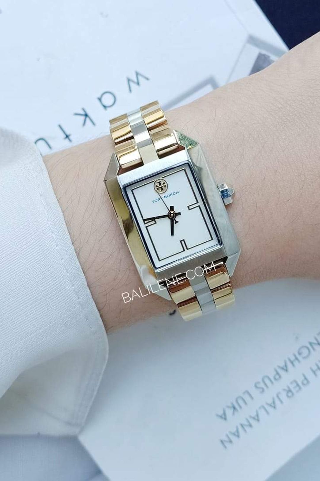 TORY BURCH Dalloway Ivory Dial Gold Silver Two-Tone Womens Ladies Stainless  Steel Rectangle Watch TRB1102 TBW1102 | Lazada PH