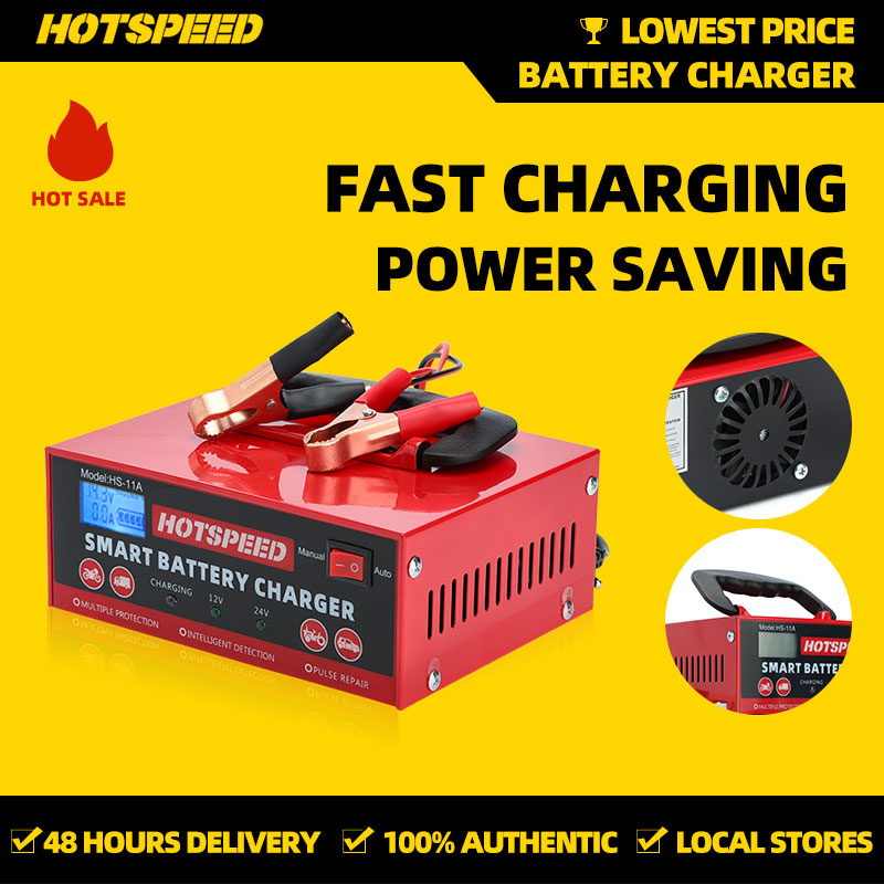 HOTSPEED Smart 12V 24V Car Battery Charger Motorcycle Battery LeadAcid