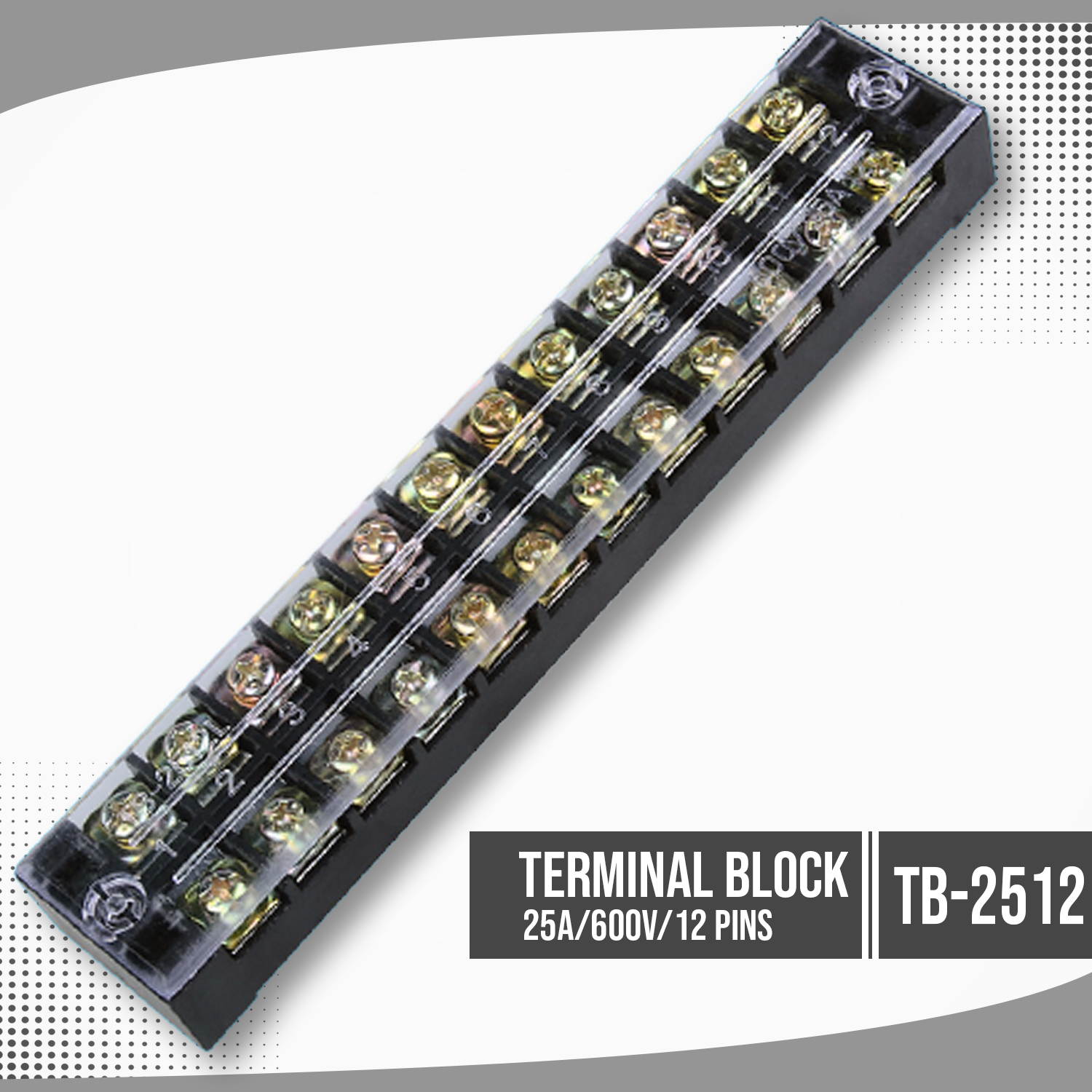 25A Terminal Block Molded Type Electrical TB2512 25A 600V 12 PIN