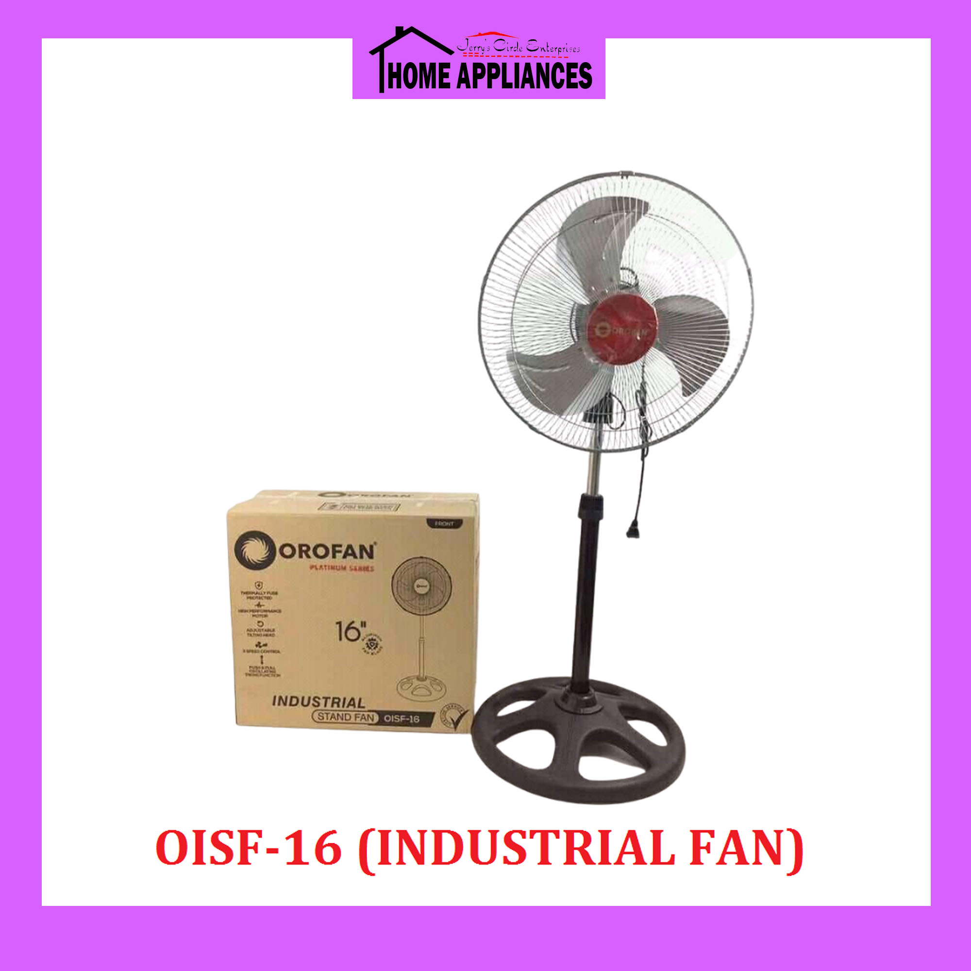 [IN STOCK] OROFAN INDUSTRIAL STAND FAN 16" OISF16 / STAND FAN