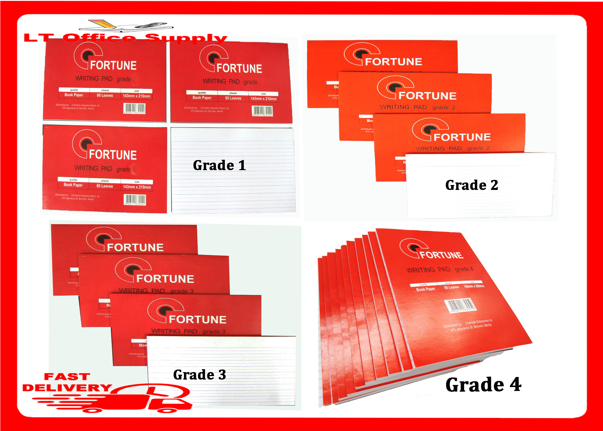 (LT OFFICE) 1 Pad Fortune Writing Pad Paper for Grade 1 to 4 Book and