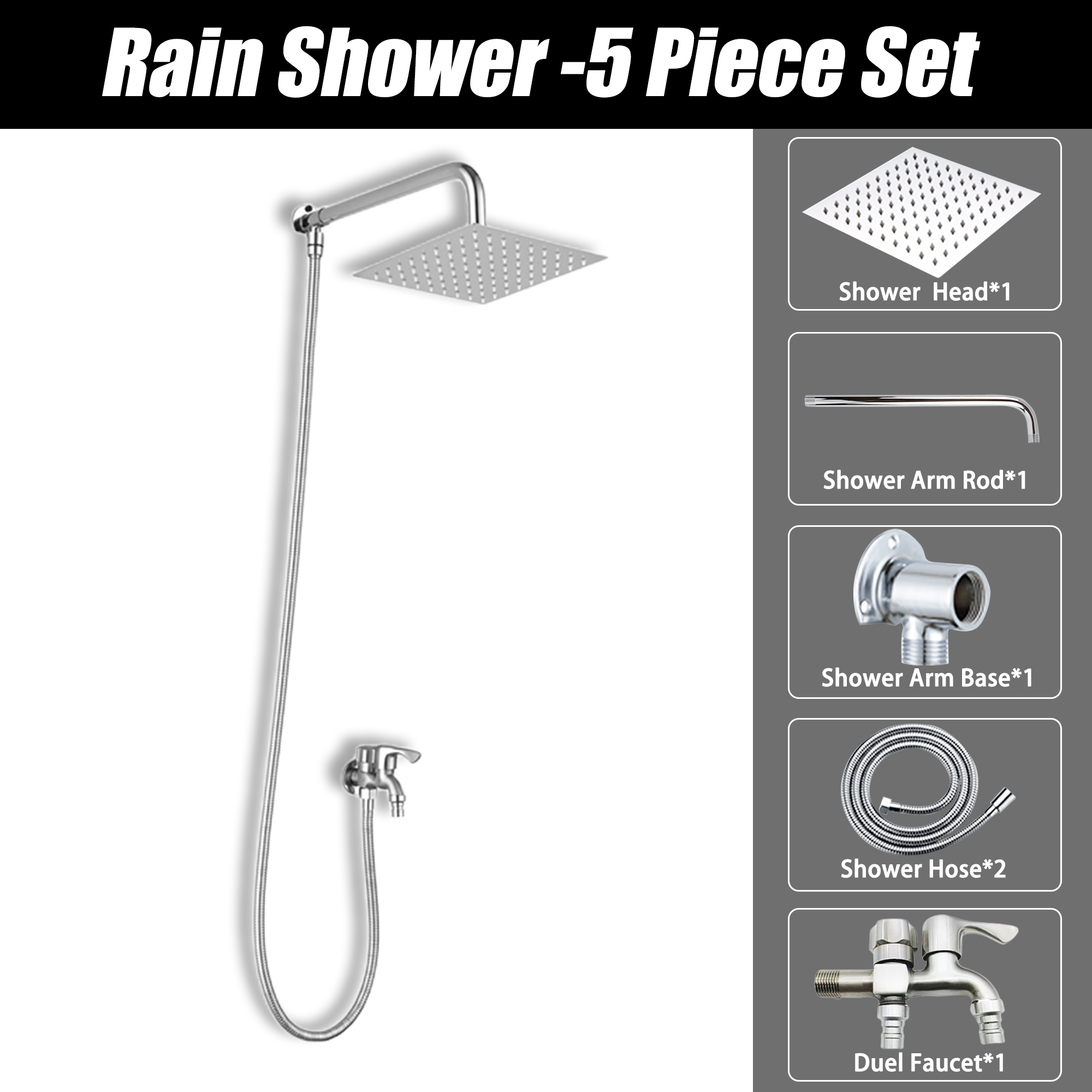Shower set 304 stainless steel 2 in 1 single point shower set shower head Lazada PH